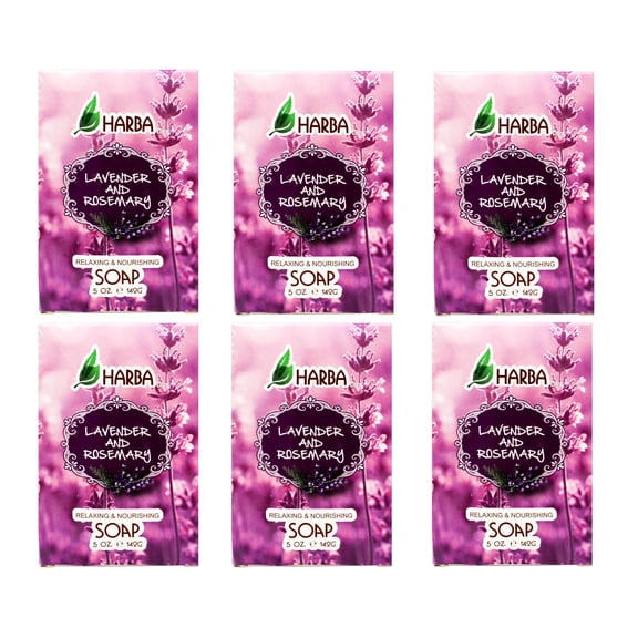 Harba Bath Soap, Relaxing & Nourishing, Lavender & Rosemary, 5 OZ - 6 Pack