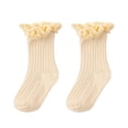 thumbnail image 4 of MDUKONU Little Girls Vintage Ruffle Ankle Lace Socks Toddler Girl Boot Socks,3 Pairs Size: S Beige, 4 of 5