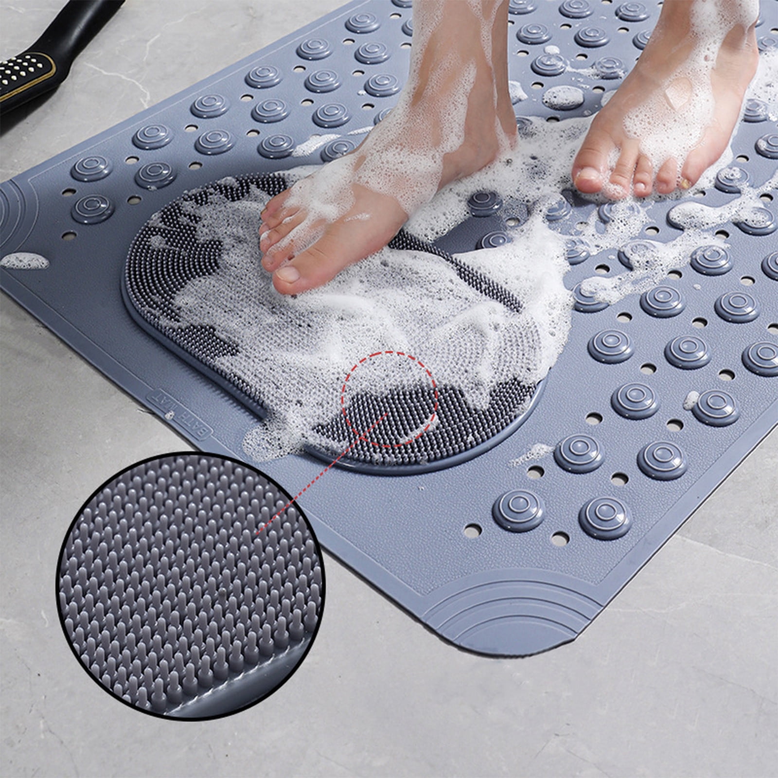 Vfedsrsge Bath Mats for Bathroom Floor Cotton,Bathroom Rug Rubber Backing Non-slip Can Massage or Scrub The Soles of The Feet Bathroom Floor Mat Shower Rug in Front of The Bathtub,Gray
