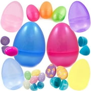 24 Fillable Plastic Easter Eggs In Colors and Prints - Ready To Stuff and Hide - Durable Eggs Are Easy To Open, Tough To Break - Perfect For Easter Egg Hunts, Easter Basket Fillers, And Party Favors