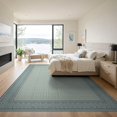 thumbnail image 3 of ODIKA 9'x12' Washable Area Rug Low Pile, Flatwoven, Navy Solid That Geometric Neutral Couch Modern Interlocking Border with Fret Motif for Great Room, Indoor Concept, Large Living, 3 of 7