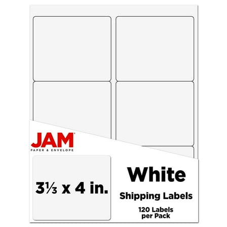 JAM Paper Shipping Address Labels, Large, 3 1/3 x 4, White, 120/Pack