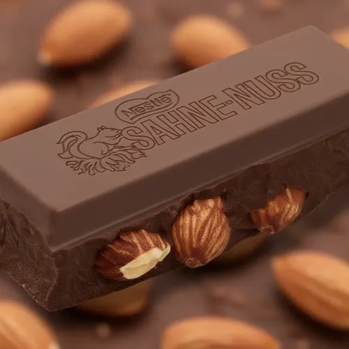 Nestle Sahne Nuss Milk Chocolate Bar with Whole Roasted Almonds, 1 count (250g)