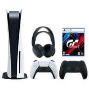 Sony Playstation 5 Disc (PS5 Disc) with Extra Black Controller, Gran Turismo 7 Launch Edition and Black PULSE 3D Headset Bundle