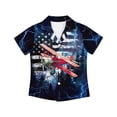 thumbnail image 5 of Binienty American Flag Helicopter Button Down Shirt For Boys Breathable Boys Button Up Blouse Comfy Trendy Cuban Collar Shirt Lightweight Kids Tropical Clothes, 5 of 7