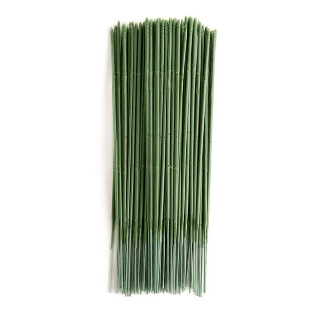 100 piezas de alambre de tallo floral - varilla de tallo verde de flor artificial de plástico - alambre de tallo de planta alambres de floristería verdes (12 pulgadas / 30 cm)