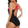 thumbnail image 4 of Beautyin Women's Swimsuit One Piece Color Block Cross Back Athletic Modest Swimwear, 4 of 6