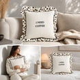 thumbnail image 2 of Clearence! Throw Pillow Polka Dot Pattern Ruffled Edge Embroidered Coffee Theme Home Decor Soft Comfort Square Cushion for Couch Sofa Living Room Bedroom Modern Home Decor, 2 of 9