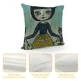 thumbnail image 4 of Qinduosi Oil Painting Cartoon Animal cat Girl Skull Linen Throw Pillow Cover Cushion Case Holiday Decorative ", 4 of 5