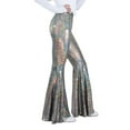 thumbnail image 5 of Women's Sparkly Sequins Flared Pants High Waist Bells Bottom Wide Leg Night Club Trousers, 5 of 7