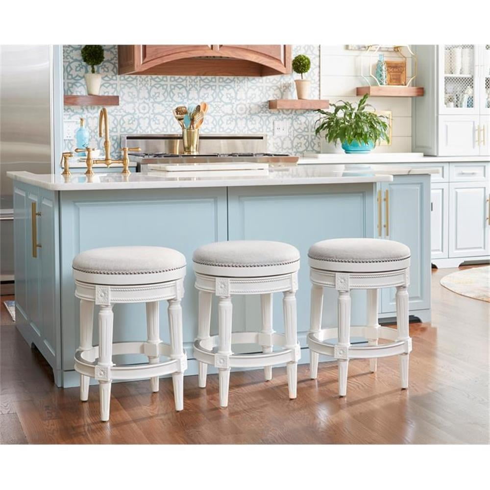 New Ridge Home Goods Chapman 26" Backless Counter Height Swivel Stool in White
