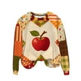 thumbnail image 2 of Heisall Womens Sweatshirts 2025 Autumn Winter Thanksgiving Fall Patchwork Print Round Neck Loose Casual Sporty Long Sleeve Fleece-lined No Hood Fashionable Sweatshirts, 2 of 9