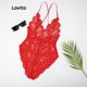 thumbnail image 1 of Lovito Set de Braguita Sexy Encaje Cuello V Pronunciado L12058 (Rojo / Blanco)pangjing, 1 of 3