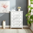 thumbnail image 5 of Knubmt Wood Closet Organizers Clothes Storage Cabinet with Handle, 5 Drawers Dresser for Living Room, Bedroom, White, 5 of 9