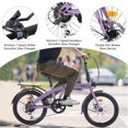thumbnail image 3 of 20" Folding Bike, Shimano 7-Speed Steel Frame City Bike with Double Disc Brakes and Anti-Skid Tires for Men and Women,Purple, 3 of 6
