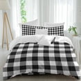 thumbnail image 2 of Black White Plaid Duvet Cover Set, Gradient Geometric Buffalo Checkered Soft Duvet Cover Full Size Bedding Set 4 Pieces, 1 Quiltcover and 2 Pillowcases with Zipper, 1 Bed Sheet for All Seasons, 2 of 9