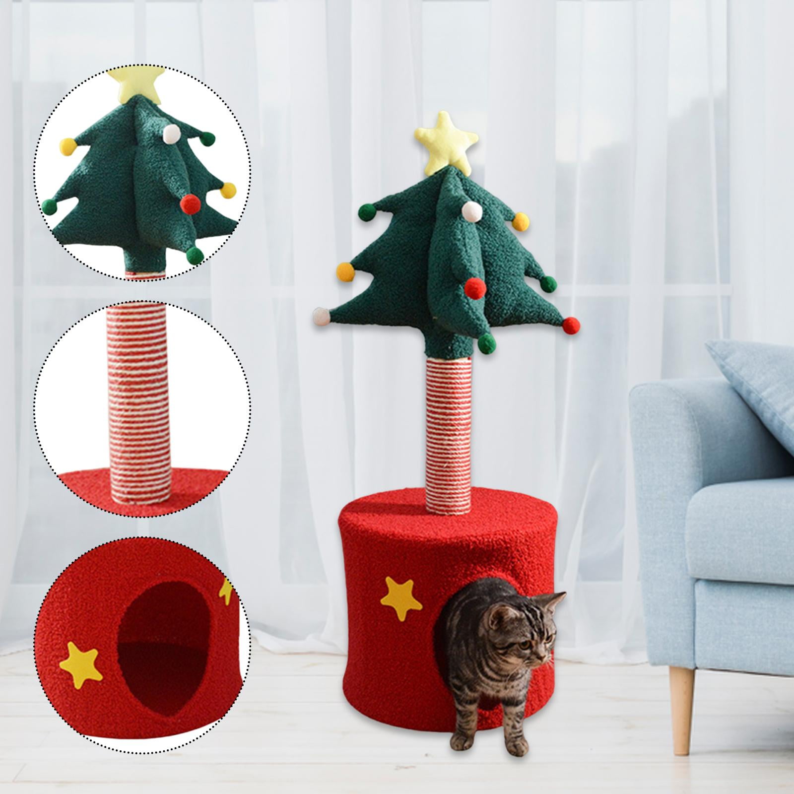 Zxpjkyu Christmas Cat Tree Scratching Post with Bed Multipurpose Sisal Cat Scratcher