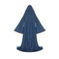 thumbnail image 5 of Jsaierl Women's Hooded Velvet Long Cloak Cape with Contrast Trim Fantasy Wizard Halloween Cosplay Costume Coat, 5 of 5