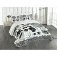 thumbnail image 3 of Ambesonne Tiki Bar Quilted Bedspread Set 3 Pcs, Tribals, Queen Size, Black White, 3 of 5