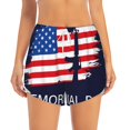 thumbnail image 2 of Susaid Memorial Day Print Women's High Waisted Running Shorts Quick Dry Athletic Gym Track Workout Shorts Zip Pocket-X-Large, 2 of 7