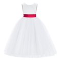 thumbnail image 2 of Ekidsbridal White V-Back Satin Special Occasion Dresses for Toddler Girls Junior Pageant Mini Bridal Gown 219T 12, 2 of 3