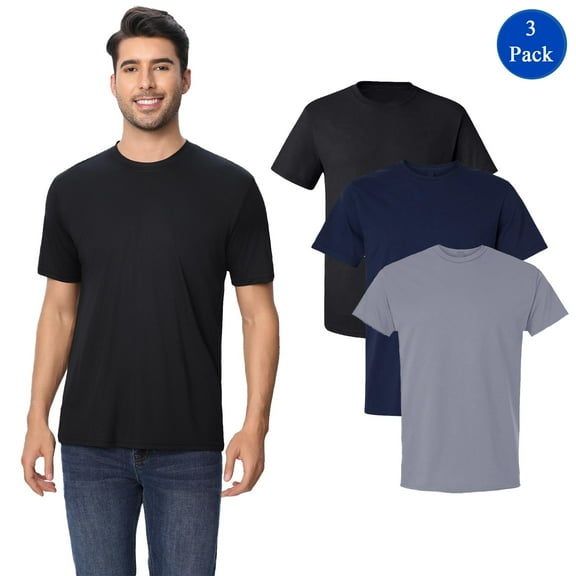 Zfeel Men's Dry Fit Performance T-Shirt, Upf 50  Uv Protection, Assorted Color, Pack 3, S