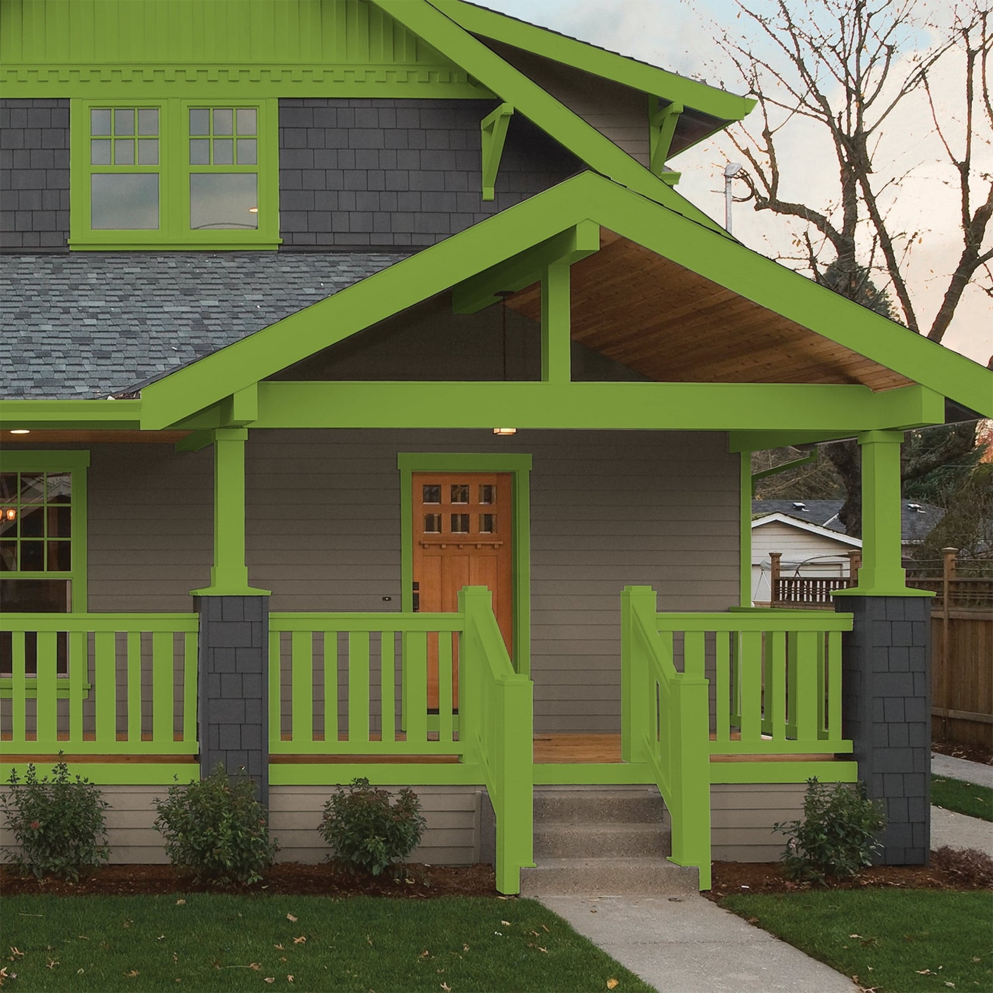 Glidden One Coat Antique Moss / Green Semi-Gloss Exterior Paint with Primer, 1 Gallon