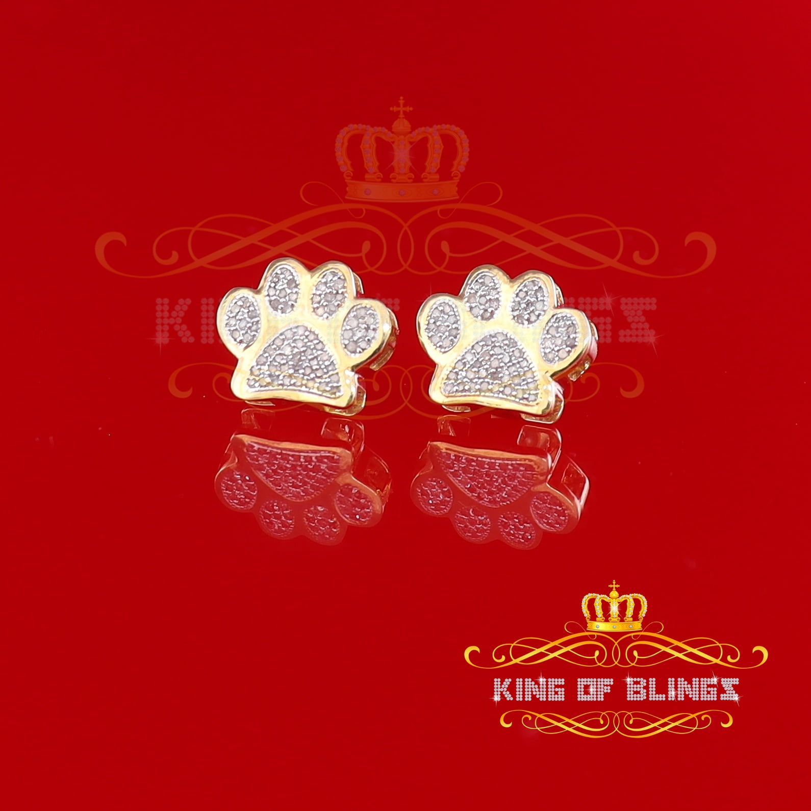 King of Bling's 925 Yellow 0.25ct Diamond Hip Hop Men's & Women's Stud Earring Sterling Silver