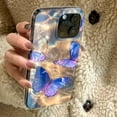 thumbnail image 4 of Laser Water Ripple Butterfly Phone Case Compatible with iPhone 13 Pro 2021 Aesthetic Bling Glitter Wave Stylish Design Slim Protective Girls Women Cover(iPhone 13pro 6.1",Blue), 4 of 9
