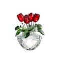 thumbnail image 1 of Bewildely Flor de cristal de estilo romántico de para el hogar con hojas para sala de estar, dormitorio, decoración de rosas artificiales, Decoración del hogar Rojo, 1 of 6