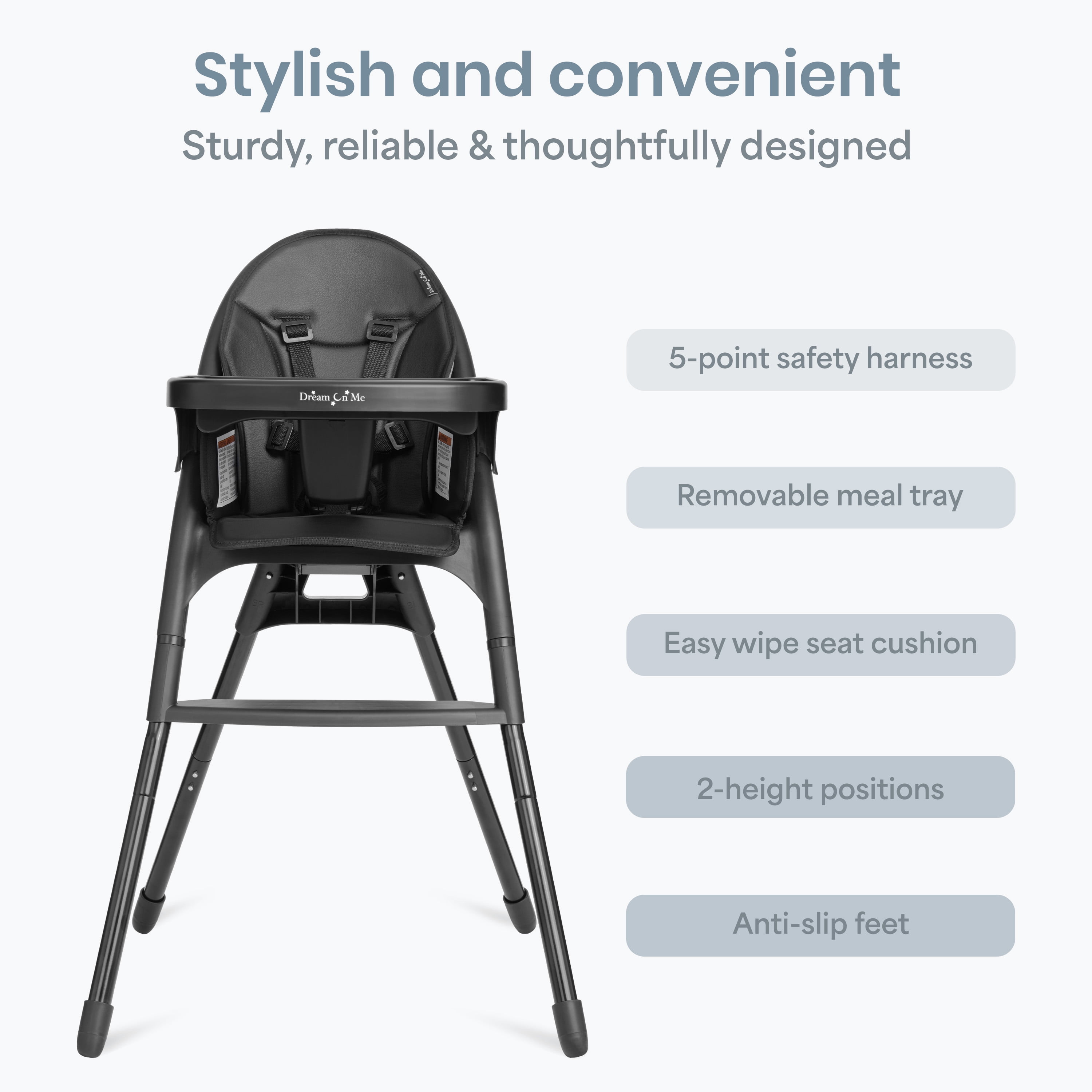 Dream On Me Chomper Champ 2-in-1 Highchair, Black