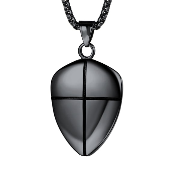 FaithHeart Joshua 1:9 Cross Necklace for Men Shield of Faith Pendant Armor of God Necklace Christian Amulet Jewelry Gift for Son Boyfriend Husband Birthday Valentine's Day Christmas