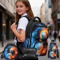 thumbnail image 2 of Yspwyqan Fire Ice Baseball Kids Backpack Set for Travel, with Lunch Box Water Bottle Bag, 17 Inch Lightweight Large Capacity Boys Backpack with Multi-Pocket for Back to School Gifts, 2 of 7