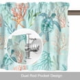 thumbnail image 6 of Teal Sea Turtle Starfish Valance Curtain for Windows Summer Beach Coral Shell Blue Rod Pocket Curtain Valances Short Window Treatments Panels for Kitchen Bathroom Laundry Room Basement 60 x 18 Inch, 6 of 9