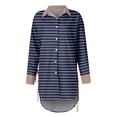 thumbnail image 5 of Ovticza Womens Button Down Shirts Casual Long Sleeve Dress Shirt Striped Print Oversized Work Blouse Top Navy 5XL, 5 of 6