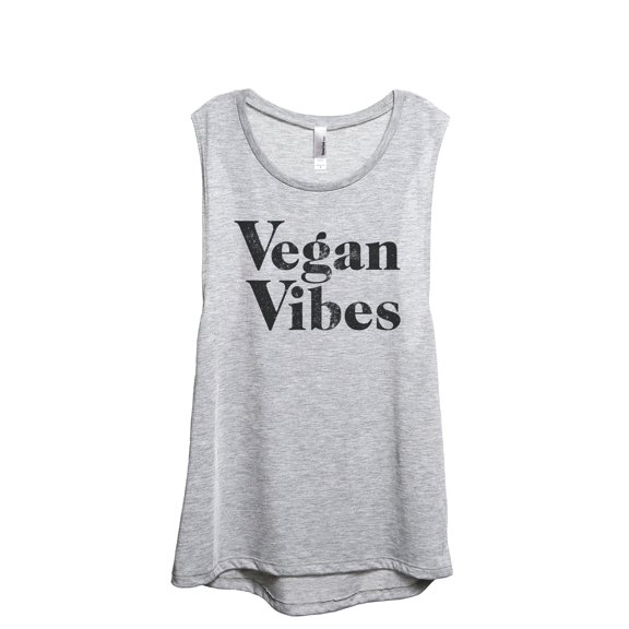 Vegan Vibes Women's Fashion Sleeveless Muscle Workout Yoga Tank Top Sport Grey Medium