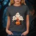 thumbnail image 5 of TOWED22 Womens Cute Ghost Pumpkin Flowers Shirt Fall Pumpkin Vintage Flowers Tshirt Halloween Funny Graphic Blouse Casual Basic Tee(Grey,XXL), 5 of 8