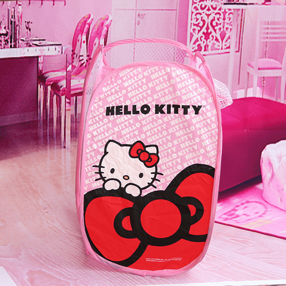 HELANHO Foldable Cartoon Hello Kitty Laundry Hamper – Cute & Portable Storage Basket for Kids, Nursery, and Home Use KTH611-004