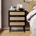 thumbnail image 5 of Set of 2 Rattan Dresser with 3 Drawers Modern Bedside Cabinet Storage for Bedroom Living Room Black, 5 of 9