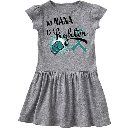 

Inktastic Ovarian Cancer Awareness My Nana is a Fighter Gift Toddler Girl Dress