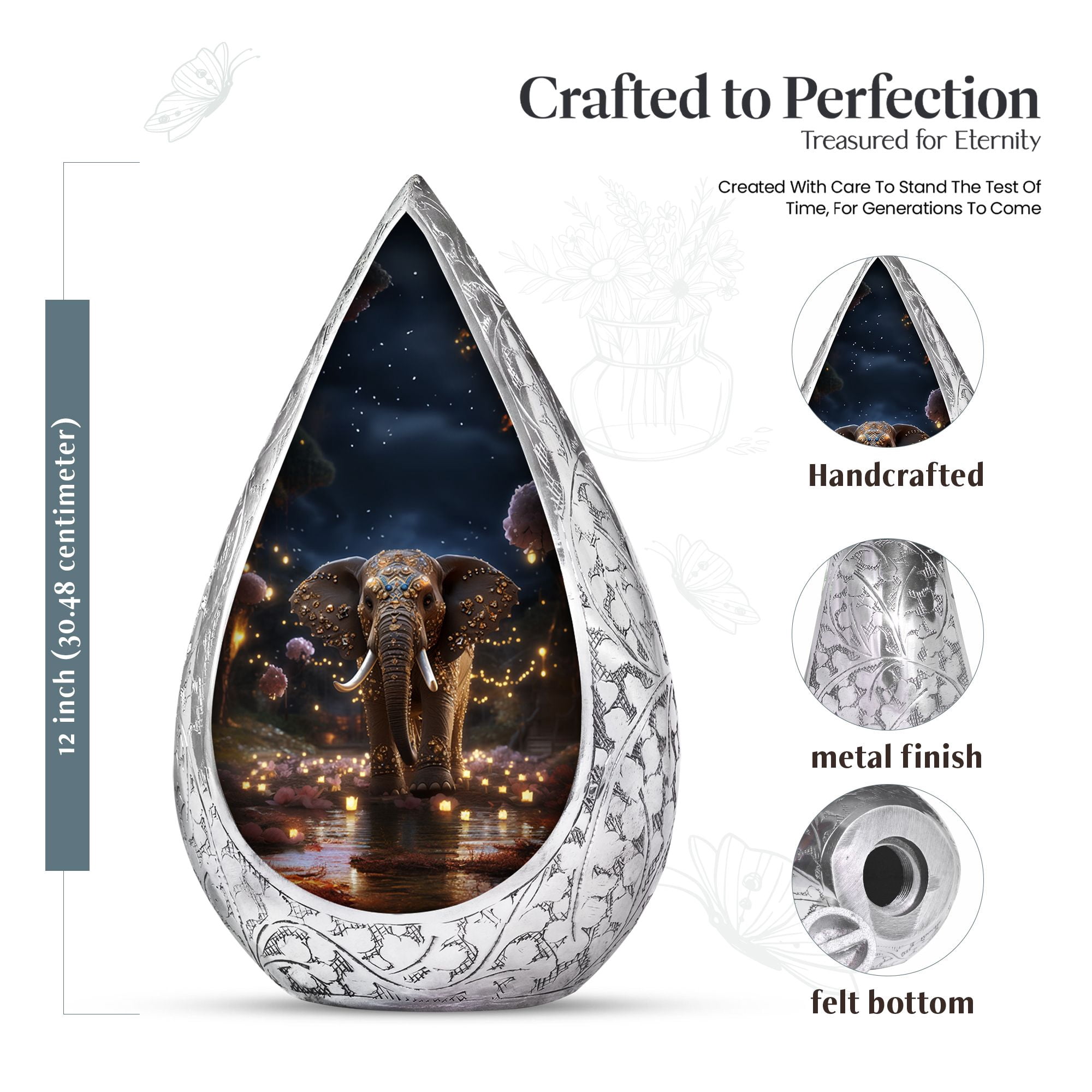 JAGSHASHI Elephant - Urns For Cremation Ashes - Memorial Ash Urn - Large Decorative Urn - Adult Human Large Urn - Adult Ash Urns - Urns For Ashes Adult - 10 Inch - Large