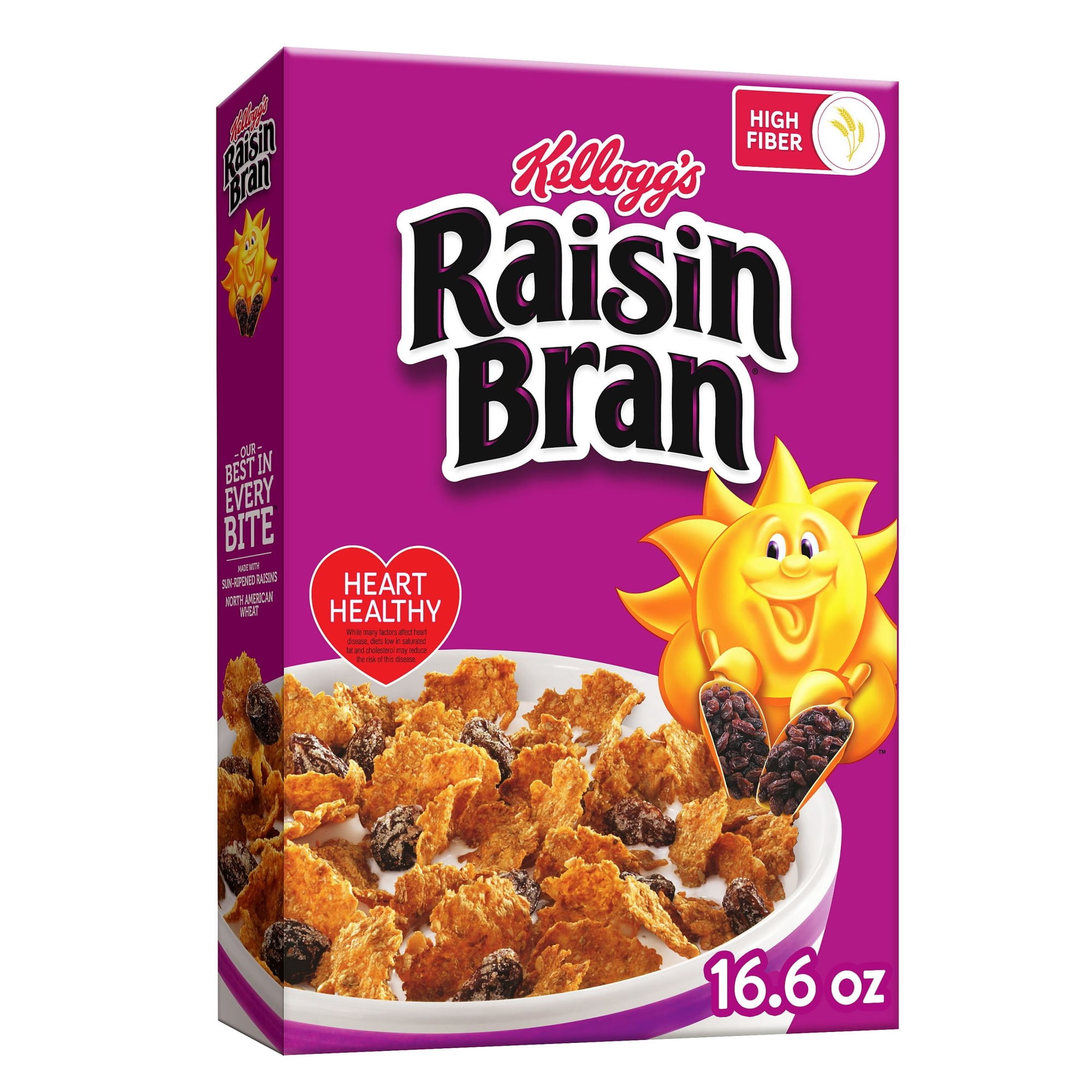 Kellogg's Raisin Bran Breakfast Cereal, Family Breakfast, Fiber Cereal, Original, 16.6oz Box (1 Box)