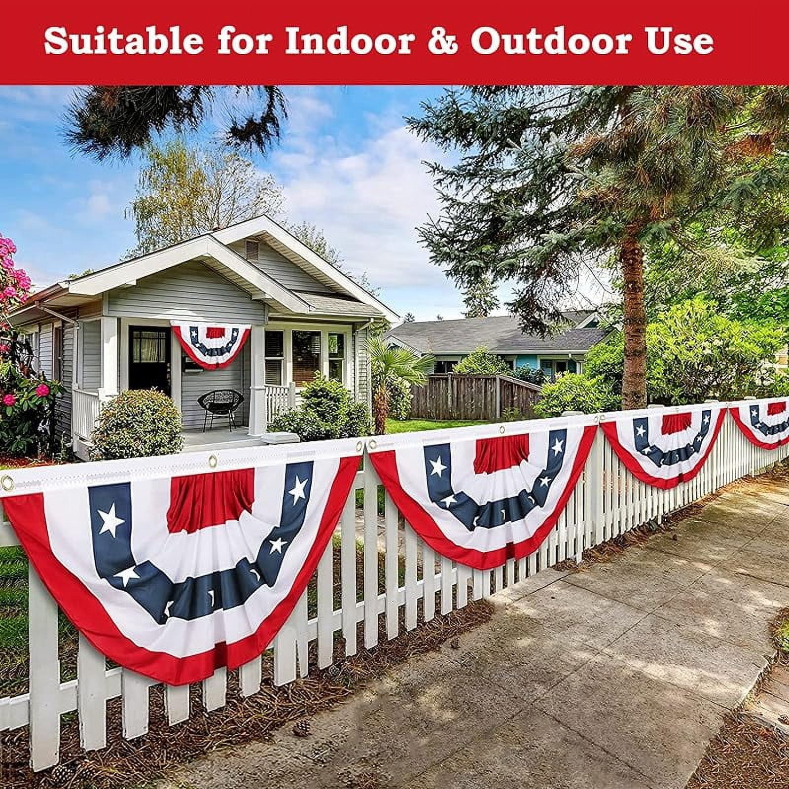 2x4 Ft American Pleated Fan Flag, Patriotic Half Fan Bunting Flag, Indoor Outdoor for 4th of July Decoration Memorial Day (Set of 5)
