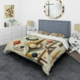 thumbnail image 1 of Designart "Classic Graphics with Vintage Flair VI" Modern Midcentury Bedding Covert Set - Abstract Midcentury Blue Abstract Bed Set With 1 Sham, 1 of 6