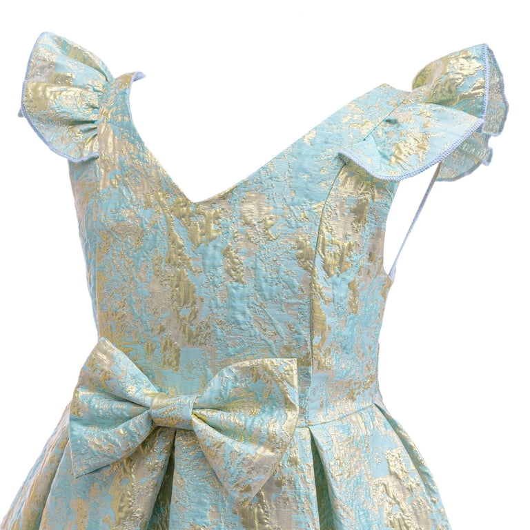 Taiaojing Toddler Oil Jacquard Fancy Little Flying Sleeve Princess Dress Holiday 3-4Y