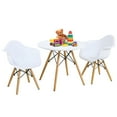 thumbnail image 1 of Gymax 3 Piece Kids Round Table Chair Set with 2 Arm Chairs White, 1 of 10