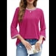 thumbnail image 3 of Blusas de 3/4 para Mujer, Elegantes, Informales, con Cuello Redondo, Holgadas y A , para Rosa Roja XL, 3 of 8