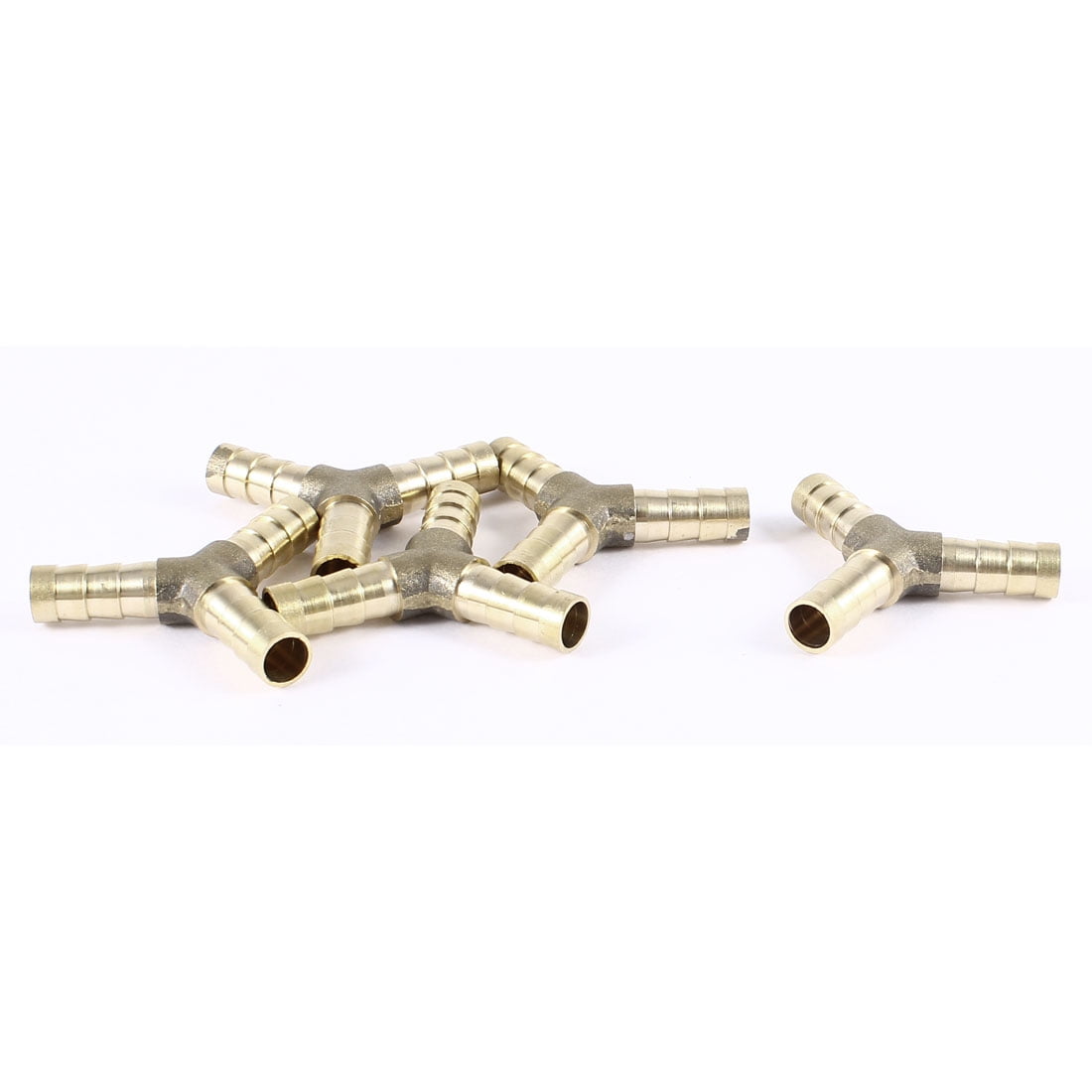 5 Pcs Y Shape 3 Way 8mm Hose Barb Fitting Coupler Connector Gold Tone 