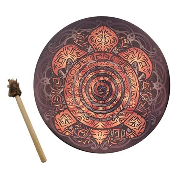 Shamanic Drums, 10-Inch Tree Decorative Design with Drumsticks, Sound Healer Shamanic Drums for Spiritual Music