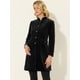thumbnail image 3 of Elegante abrigo de invierno para mujer, abrigo largo de terciopelo con cuello levantado y un solo pecho Negro M, 3 of 5